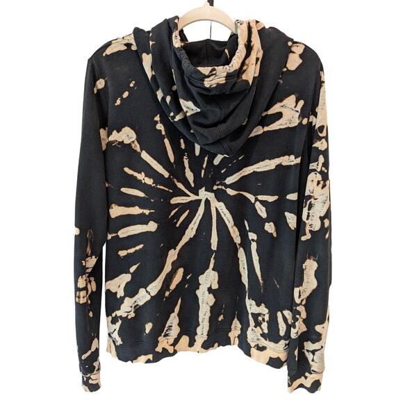 Nike Womens Bleach Tie Dye Hoodie XL High Neck Black Lightweight Blue Tag Grunge - Picture 4 of 16